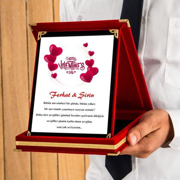 Sevgililer Günü Tasarımlı Plaket