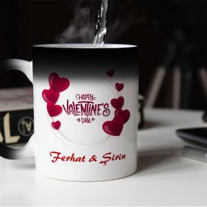 Sevgililer Günü Tasarımlı Sihirli Kupa