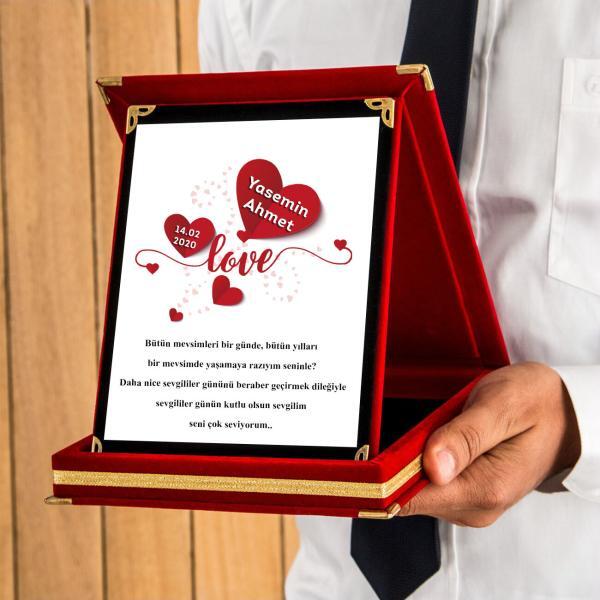 Sevgililer Günü Tasarımlı Plaket