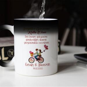 Sevgililer Günü Tasarımlı Sihirli Kupa