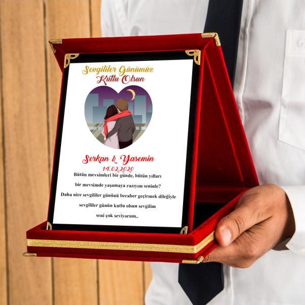 Sevgililer Günü Tasarımlı Plaket