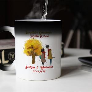 Sevgililer Günü Tasarımlı Sihirli Kupa