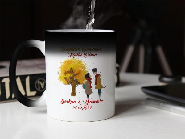 Sevgililer Günü Tasarımlı Sihirli Kupa