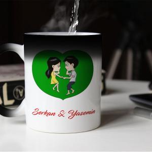 Sevgililer Günü Tasarımlı Sihirli Kupa