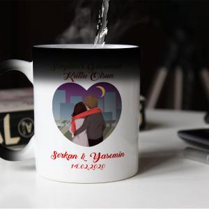 Sevgililer Günü Tasarımlı Sihirli Kupa