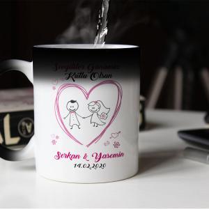 Sevgililer Günü Tasarımlı Sihirli Kupa