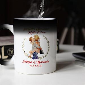Sevgililer Günü Tasarımlı Sihirli Kupa