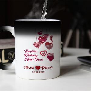 Sevgililer Günü Tasarımlı Sihirli Kupa