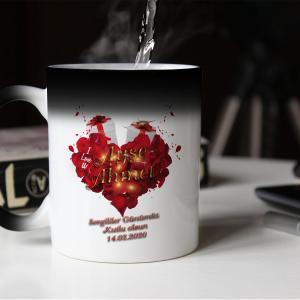 Sevgililer Günü Tasarımlı Sihirli Kupa