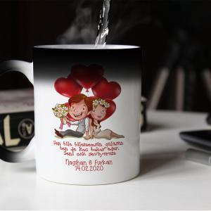 Sevgililer Günü Tasarımlı Sihirli Kupa