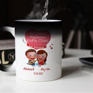 Sevgililer Günü Tasarımlı Sihirli Kupa