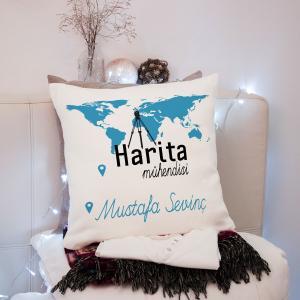 Harita Mühendisi Tasarımlı Yastık