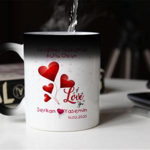 Sevgililer Günü Tasarımlı Sihirli Kupa