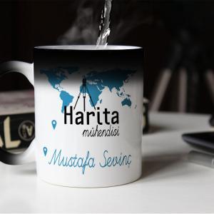 Harita Mühendisi Tasarımlı Sihirli Kupa