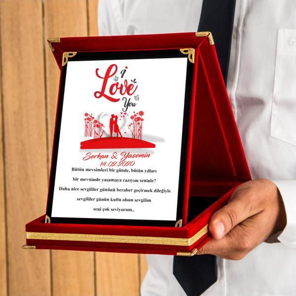 Sevgililer Günü Tasarımlı Plaket
