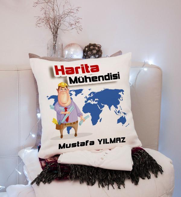 Harita Mühendisi Tasarımlı Yastık