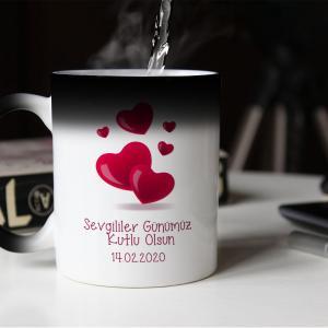 Sevgililer Günü Tasarımlı Sihirli Kupa