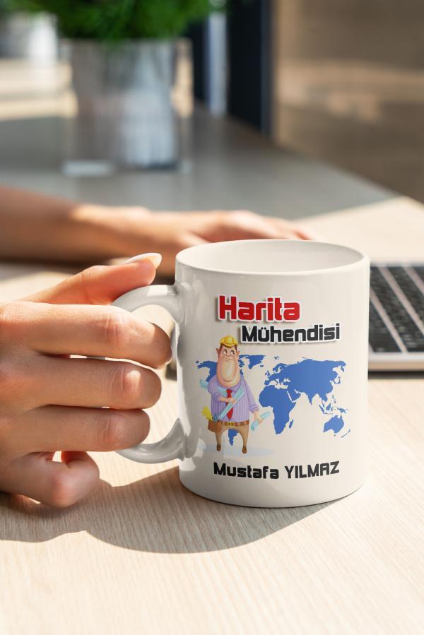 Harita Mühendisi Tasarımlı Kupa