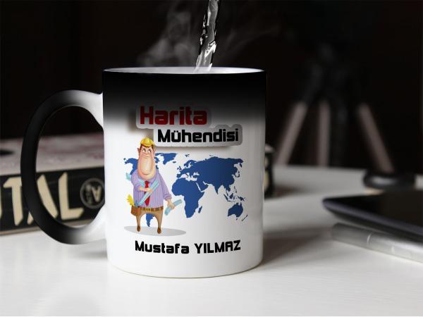 Harita Mühendisi Tasarımlı Sihirli Kupa