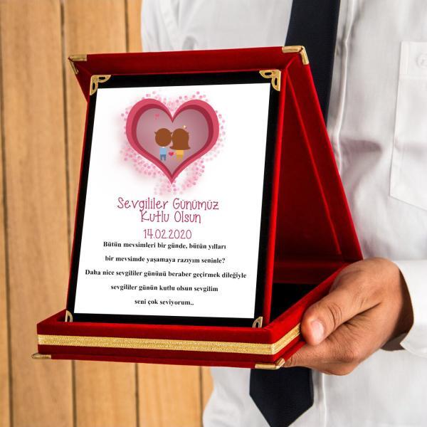 Sevgililer Günü Tasarımlı Plaket