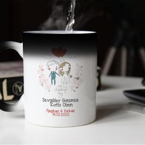Sevgililer Günü Tasarımlı Sihirli Kupa