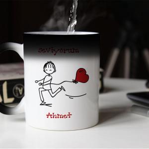 Sevgililer Günü Tasarımlı Sihirli Kupa