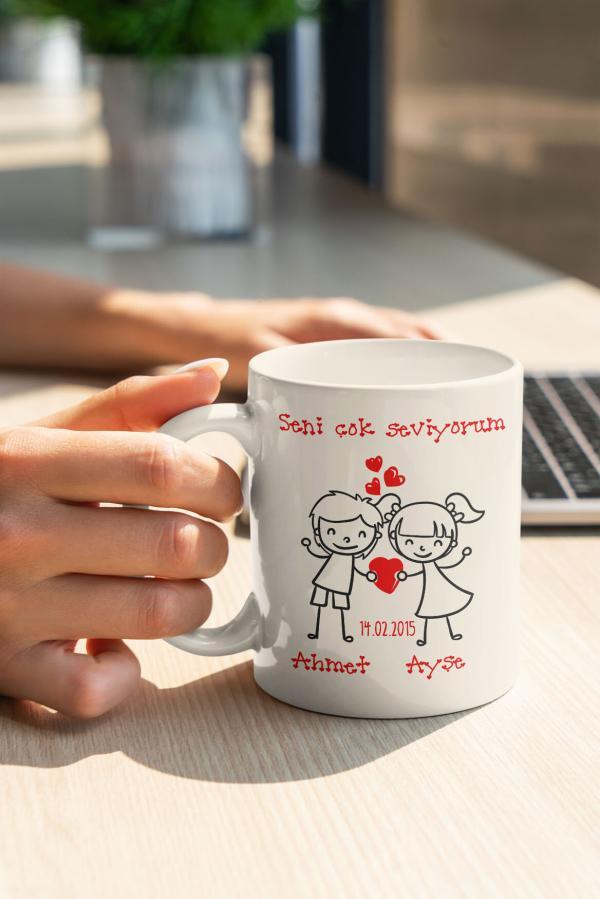 Sevgililer Günü Tasarımlı Kupa