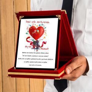 Sevgililer Günü Tasarımlı Plaket