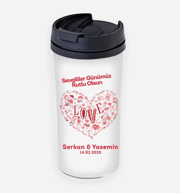 Sevgililer Günü Tasarımlı Termos