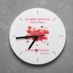 Sevgililer Günü Tasarımlı Yuvarlak Duvar Saati