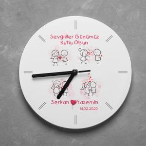 Sevgililer Günü Tasarımlı Yuvarlak Duvar Saati