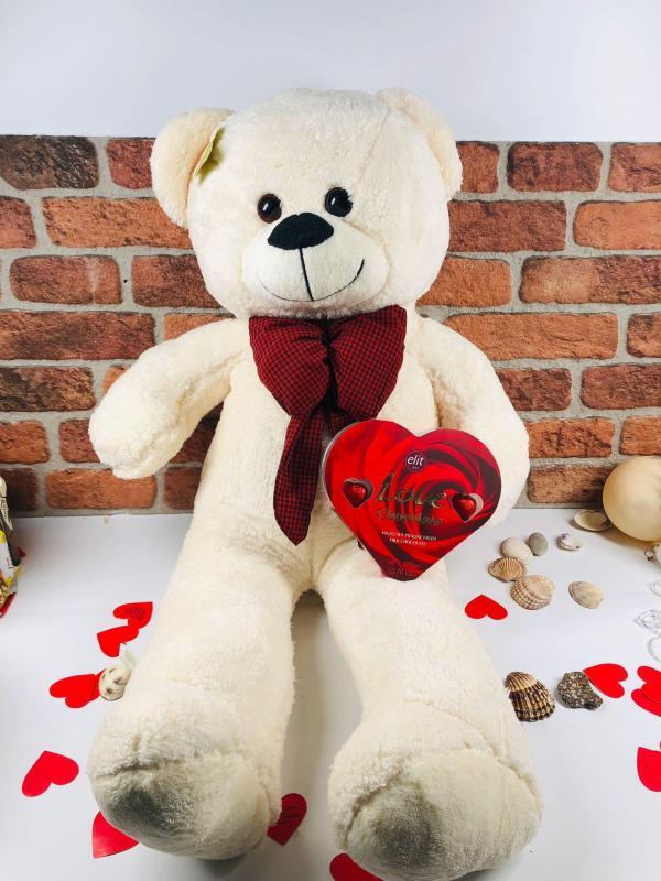 100cm Peluş Çikolatalı Ayıcık - Görsel 4
